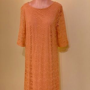 Apt.9 Peach Lace Dress Size L - Perfect for Easter